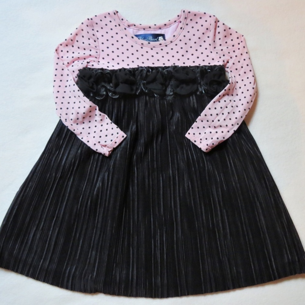 Mulberri Bush Blue Pearl Chelsea dress 4T Pink Black Polka Dots